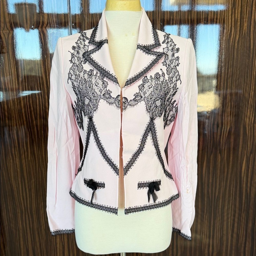 Elegant Pink Lace-Trimmed Women's Jacket